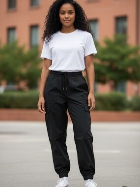 H&M Black Cargo Jogger Pants for Women